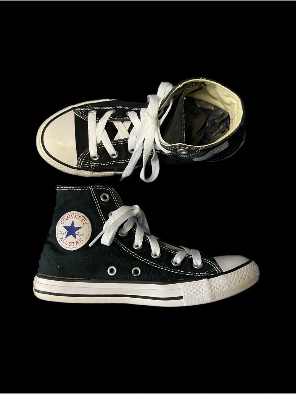 Converse Chuck Taylor All Star Youth 2 Black Hi Top Sneaks Slip on Unisex
